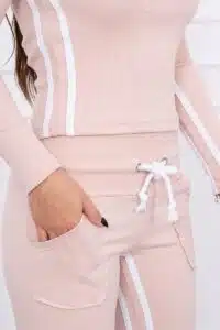 Комплект Блуза + Панталон с двойни ивици – бежово – 8958-1