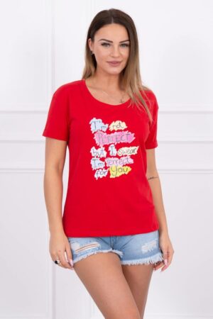 Тениска с надпис – Червена – 5406-6