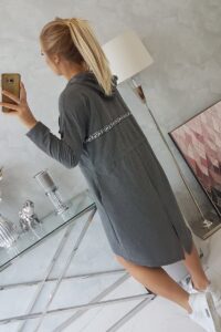 Пелерина С Връзка На Кръста И Качулка – Графит – 8998-11