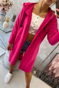 Пелерина С Връзка На Кръста И Качулка – Фуксия – 8998-2