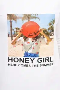 Рокля С Принт – Надпис Honey Girl – Екрю – 66859-6