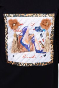 Рокля с 3D графики – Черна – 66828