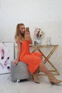 Рокля с тънка презрамка – Кайсия – 9080-10