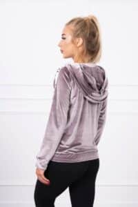 Велурен суитшърт с качулка – Сив – 9101-5