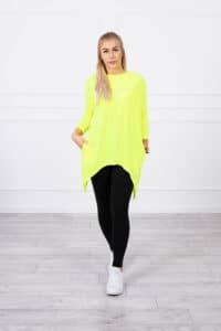 Суитшърт с велосипеден принт на гърба – Неоновожълт – 9139