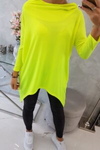 Суитшърт с велосипеден принт на гърба – Неоновожълт – 9139