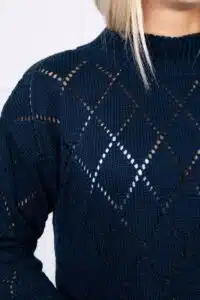 Пуловер с ромбовидна шарка – Тъмносиньо – 2020-18-2