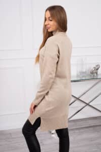 Дълъг Пуловер Поло – С Джобове – Бежов  – 2019-52-4