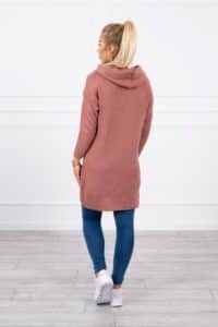 Пуловер с качулка и джобове – Тъмнорозов – 2019-6-9