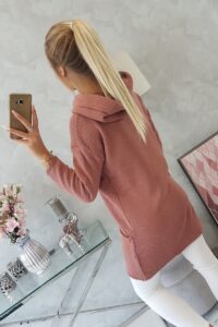 Пуловер с качулка и джобове – Тъмнорозов – 2019-6-9