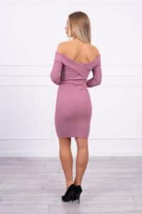 Къса Рокля С V-Образно Деколте – Тъмнорозов – 9232-6