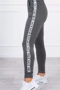 Комплект от суитшърт + панталон с декоративна лента – Графит – 9240-7