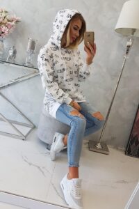 Суитшърт с надписи – Бял – 67962