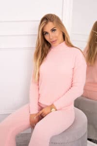 Комплект От 2 Части – Пуловер + Клин –  Розов–2021-6-4