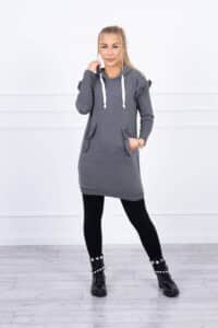 Рокля Суитшърт С Декоративни Елементи И Качулка – Грагит – 9322-5