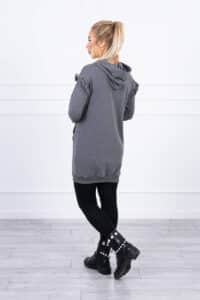 Рокля Суитшърт С Декоративни Елементи И Качулка – Грагит – 9322-5