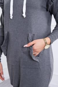 Рокля Суитшърт С Декоративни Елементи И Качулка – Грагит – 9322-5