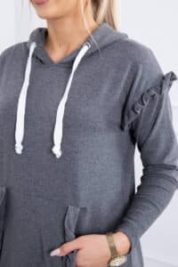 Рокля Суитшърт С Декоративни Елементи И Качулка – Грагит – 9322-5