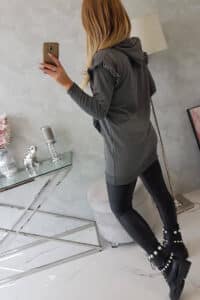 Рокля Суитшърт С Декоративни Елементи И Качулка – Грагит – 9322-5