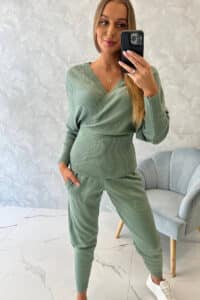 Комплект от 2 Части – Блуза + Панталон – Мента – 2021-11