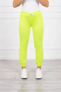 Спортен панталон с ластик и джобове – Жълт – 9338 -2