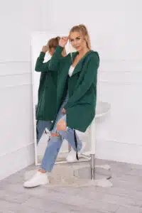 Топло палто с качулка – Зелено – 69413-1