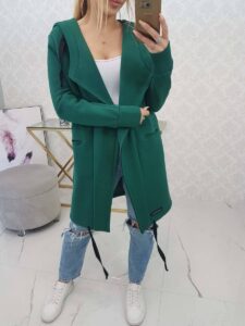 Топло палто с качулка – Зелено – 69413-1