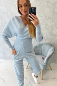 Комплект От 2 Части – Блуза + Панталон – Синьо– 2021-11-5