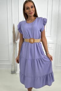 Италианска Рокля С Колан – Светлолилаво– 5997-6