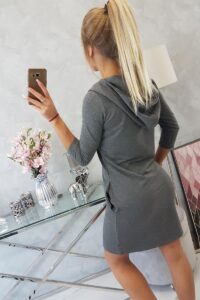 Ежедневна Рокля С Качулка И Джобове – Графит – 8847-3