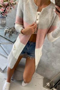 Дълга Жилетка С Джобове – прахово розово – 2019-12-8