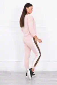 Комплект От Блуза + Панталон – Прахово розово С Леопардов Кант – 0068-6