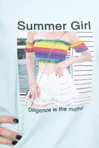 Блуза с щампа – “Summer Girl” – Мента – 66787