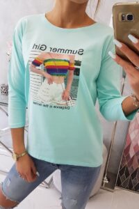 Блуза с щампа – “Summer Girl” – Мента – 66787