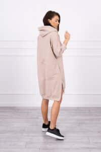 Рокля суитшърт с качулка – Бежова – 9078-2