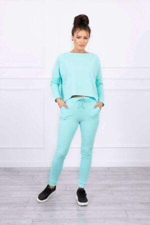 Комплект без размери Блуза + Панталон – Мента – 9091-1