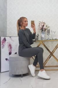 Комплект без размери Блуза + Панталон – Графит – 9091-4