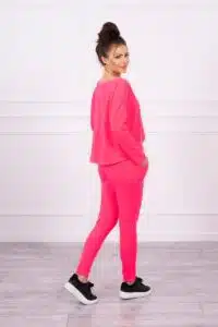 Комплект без размери Блуза + Панталон – Розов неон – 9091-6