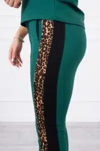 Комплект От Блуза + Панталон – Зелен С Леопардов Кант – 0068-10
