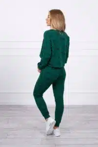 Комплект с надписи Блузка + Панталон – Зелен – 67961-2