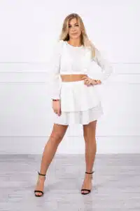 Уникален Бохо комплект блуза + пола – Екрю – 9254-3