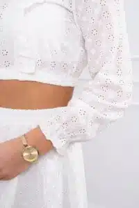 Уникален Бохо комплект блуза + пола – Екрю – 9254-3