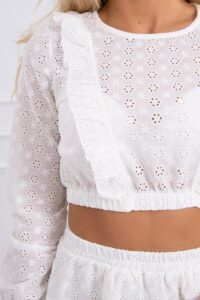 Уникален Бохо комплект блуза + пола – Екрю – 9254-3