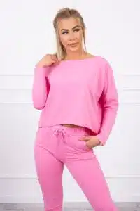 Комплект без размери Блуза + Панталон – Светло розово – 9091-10