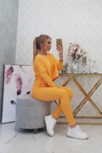 Комплект без размери Блуза + Панталон – Горчица – 9091-12