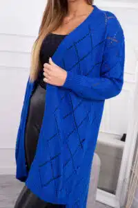Пуловер без закопчаване с геометричен десен – Син – 2020-4-9