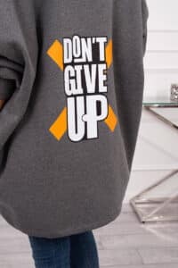 Ватиран суитшърт с щампа “DON’T GIVE UP ” – Графит – 9314-1