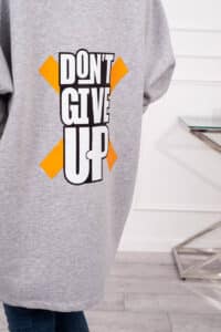 Ватиран суитшърт с щампа “DON’T GIVE UP ” – Сив – 9314-2