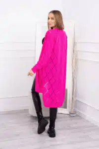 Пуловер без закопчаване с геометричен десен – Розов неон– 2020-4-10