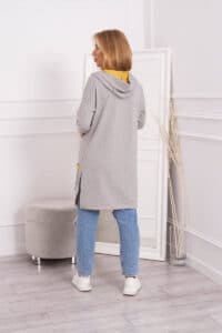 Двуцветно яке с качулка и джобове – Горчица – 69422